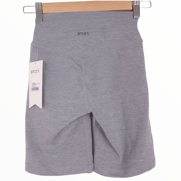 Stori Perserverance Fitted 7” Short Heathered Ash Biker Active Wear Size 2 New